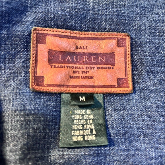 Vintage Bali Lauren (Ralph Lauren) Denim Jacket Sz M Front Zip Pockets - Picture 3 of 4